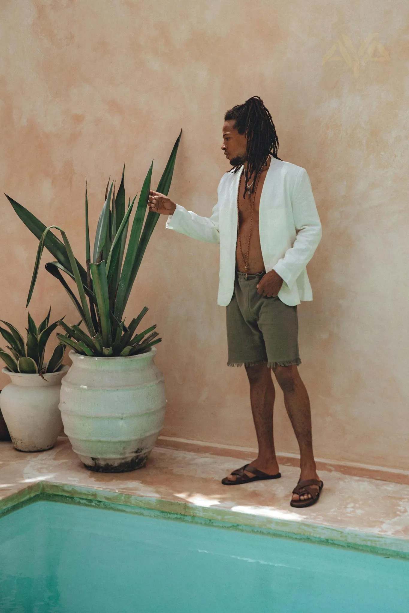 Sage Green Handwoven Cotton Shorts for Men