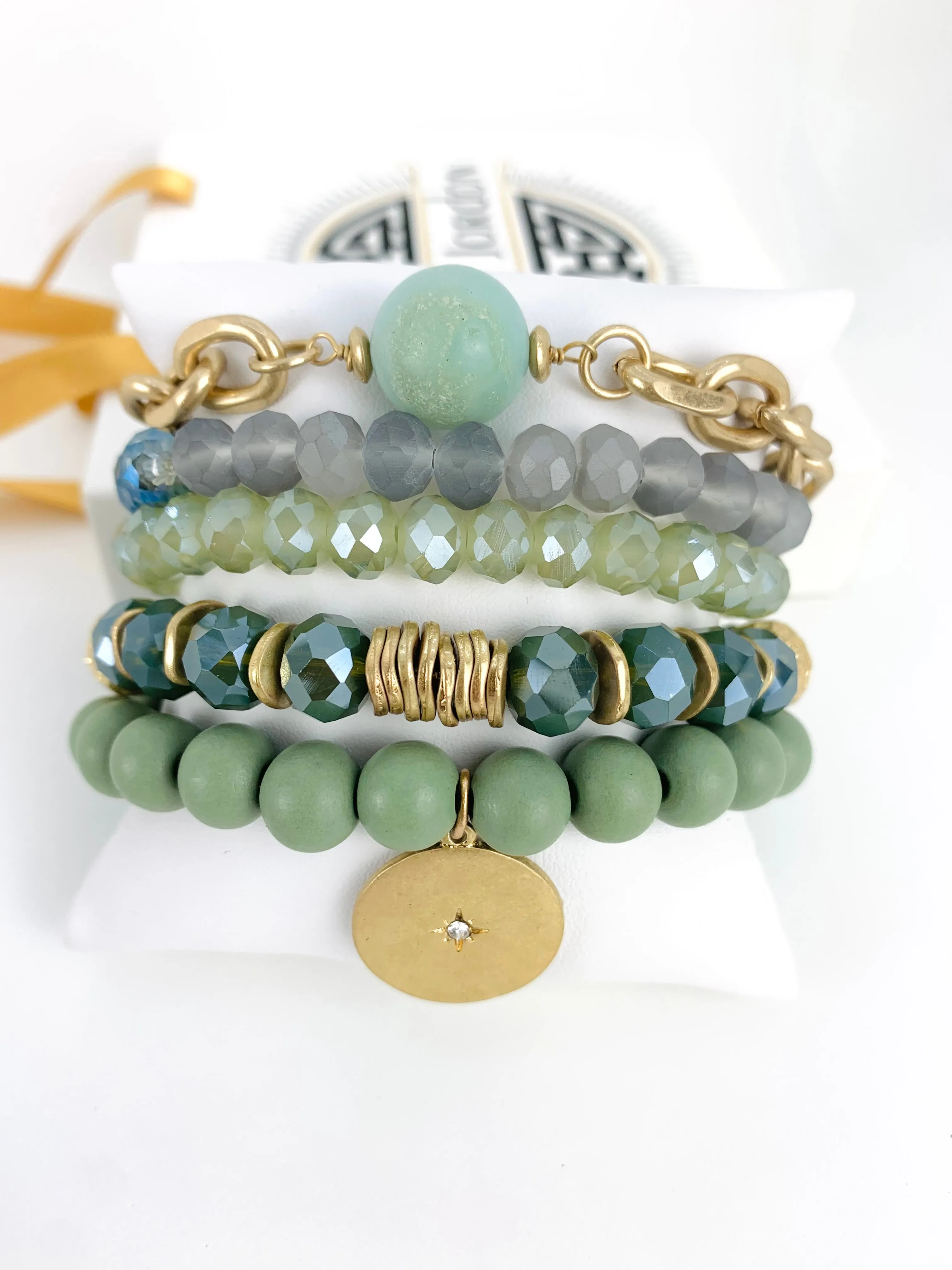 Sage Moon Bracelet Set