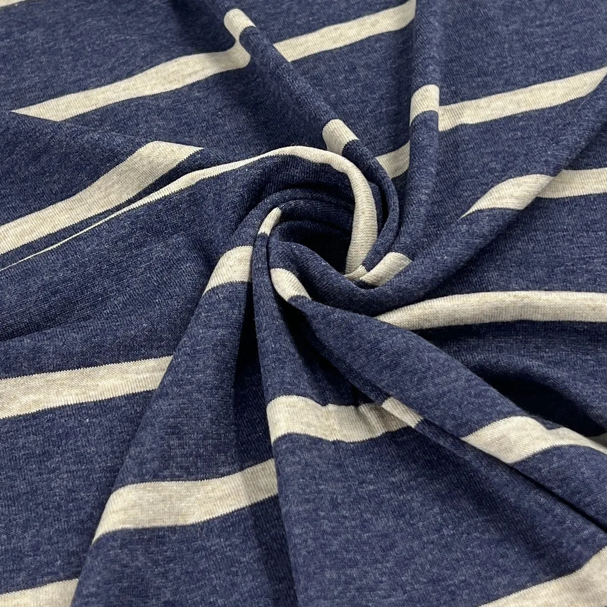 Sailor Stripe Rayon/Spandex Jersey - Navy Heather | SKU 7732 #U1