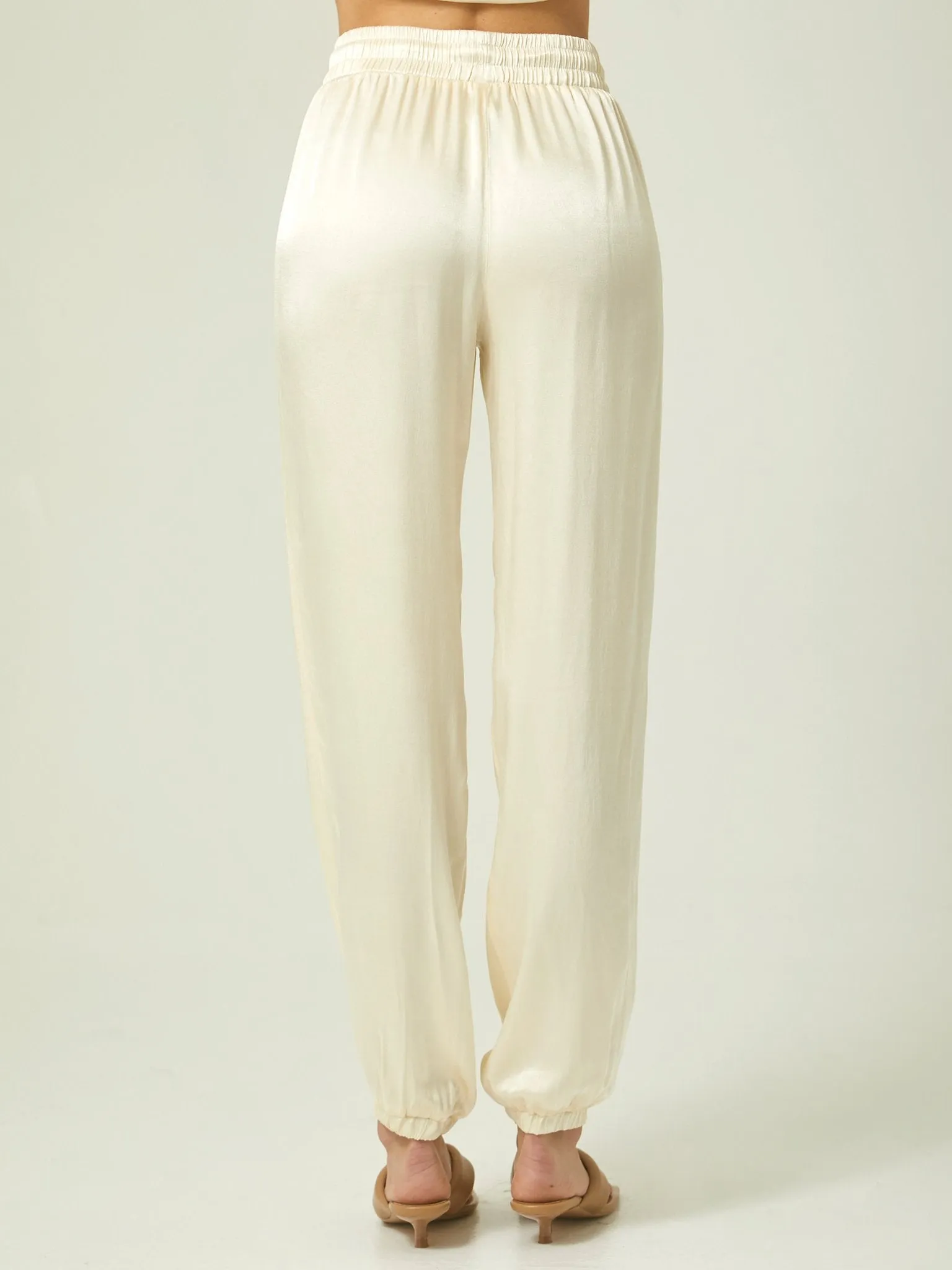 Satin Joggers, Creme