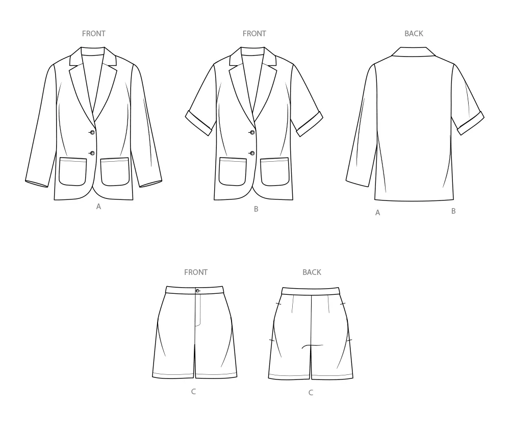 Simplicity Sewing Pattern 9930 Children's, Teens' and Adults' Blazers and Shorts