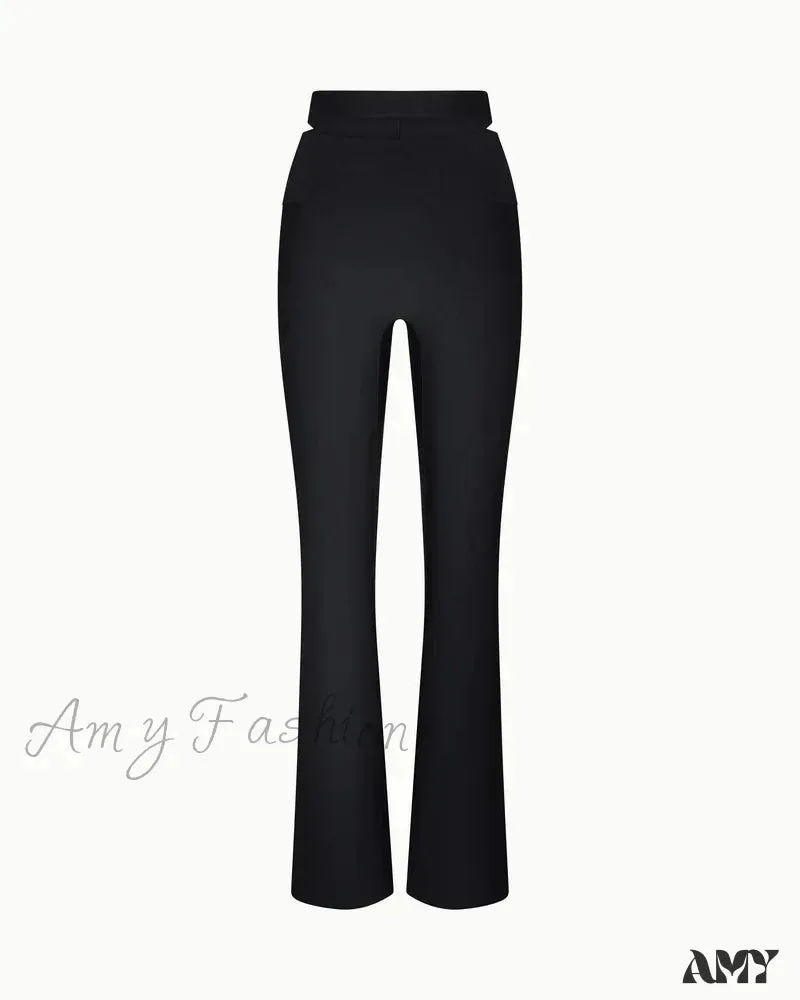 Sleek Stretch Cutout Foldover Trouser