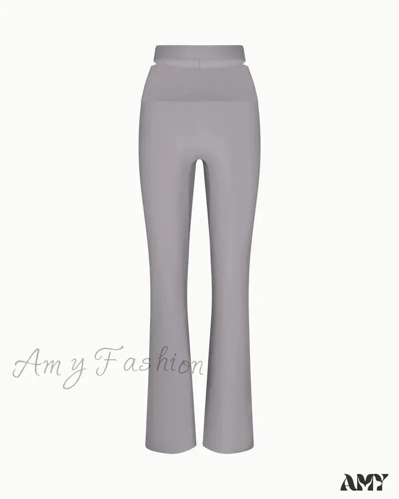 Sleek Stretch Cutout Foldover Trouser