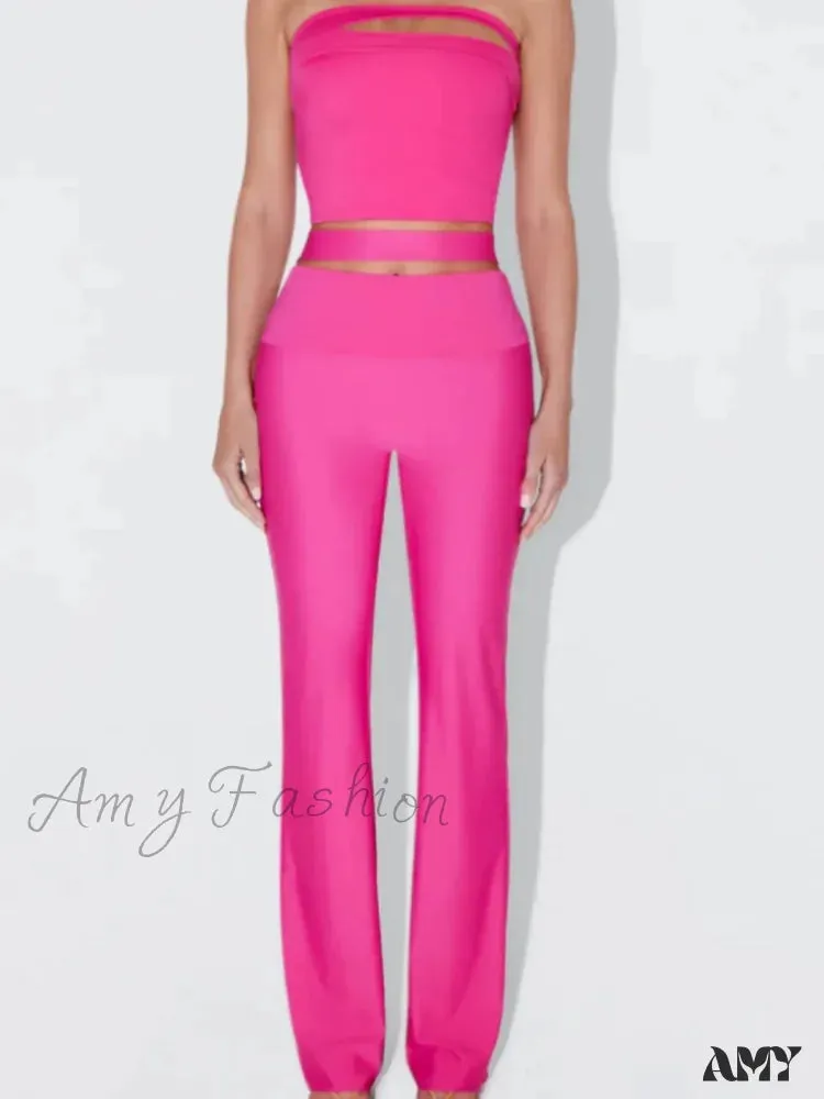 Sleek Stretch Cutout Foldover Trouser