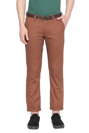 Slim Fit Printed Stretch Trouser With Belt