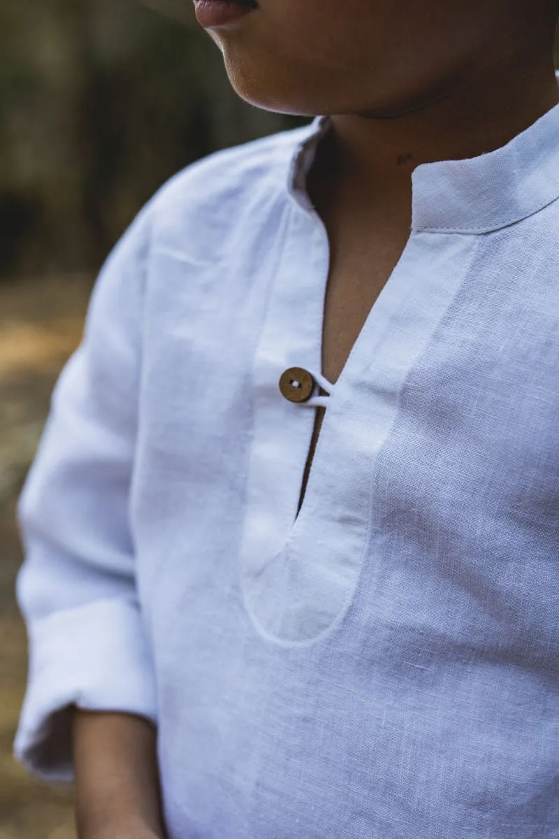 Stand collar v neck shirt