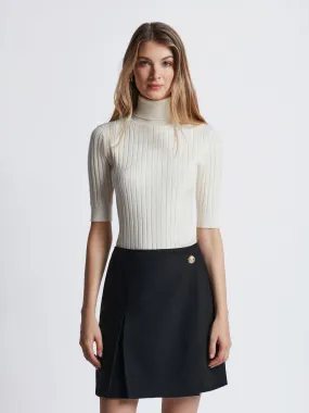 Stretch wool wrap skirt