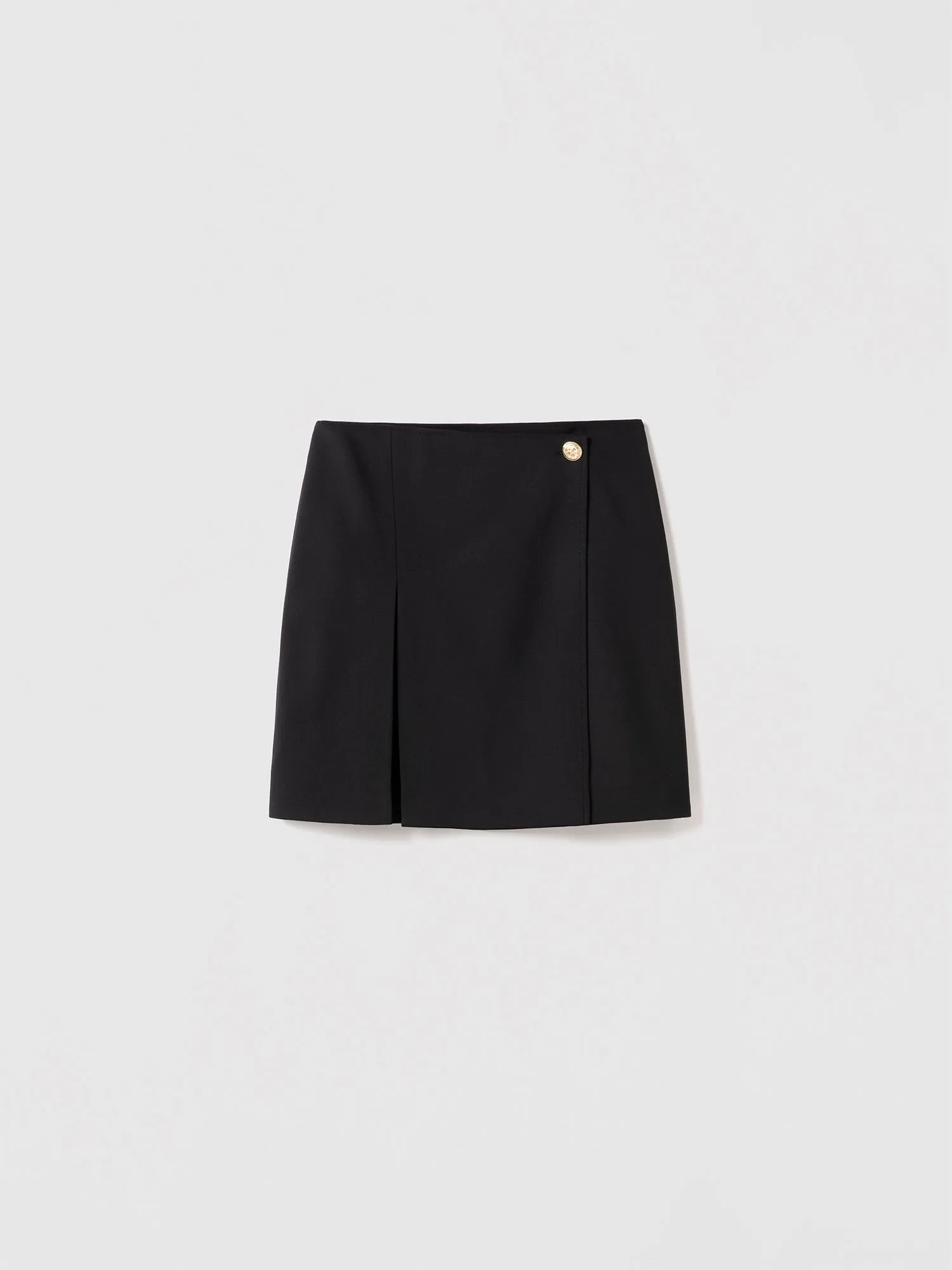 Stretch wool wrap skirt