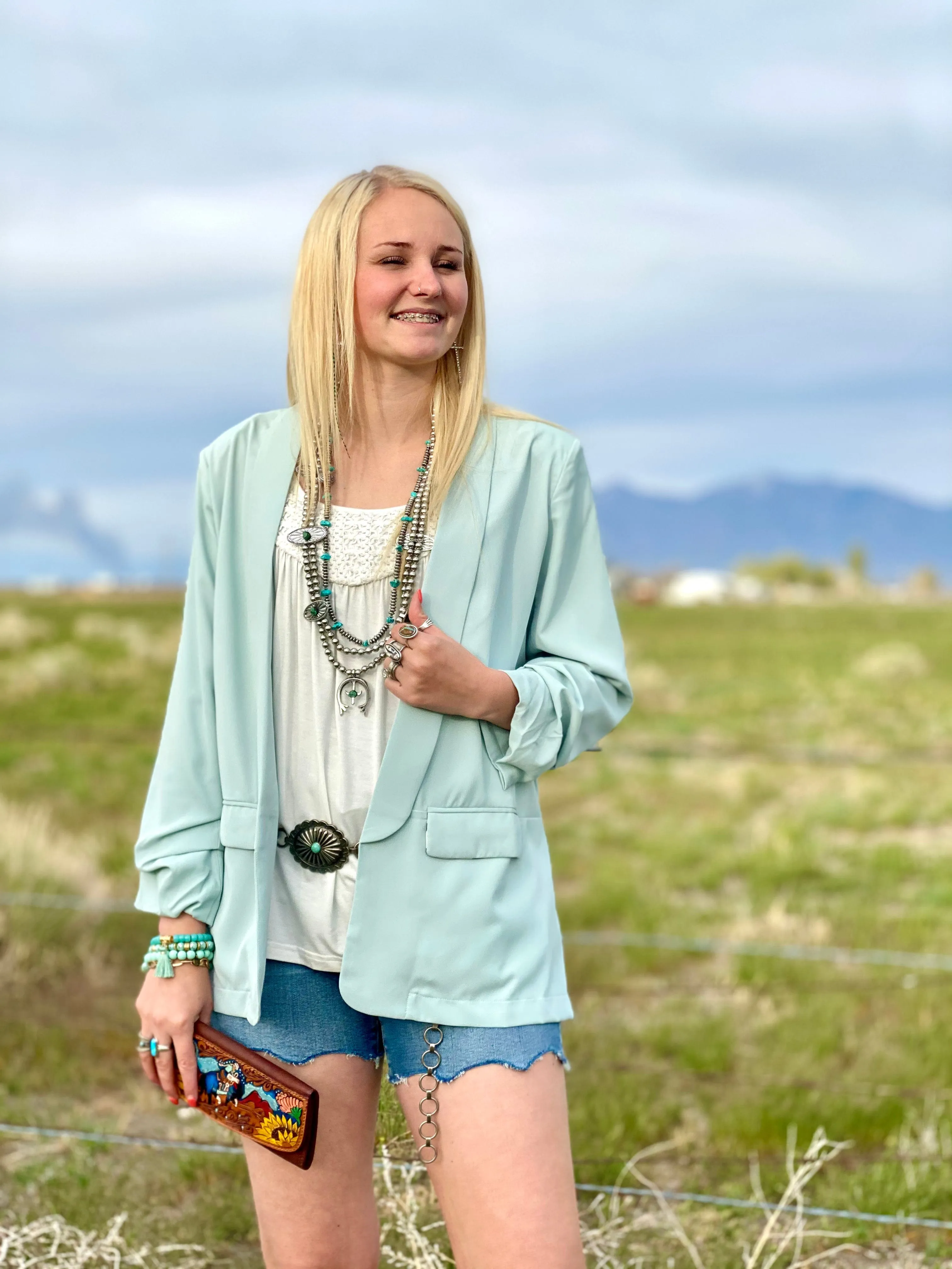 The Fall in Pecos Must Have Mint Blazer