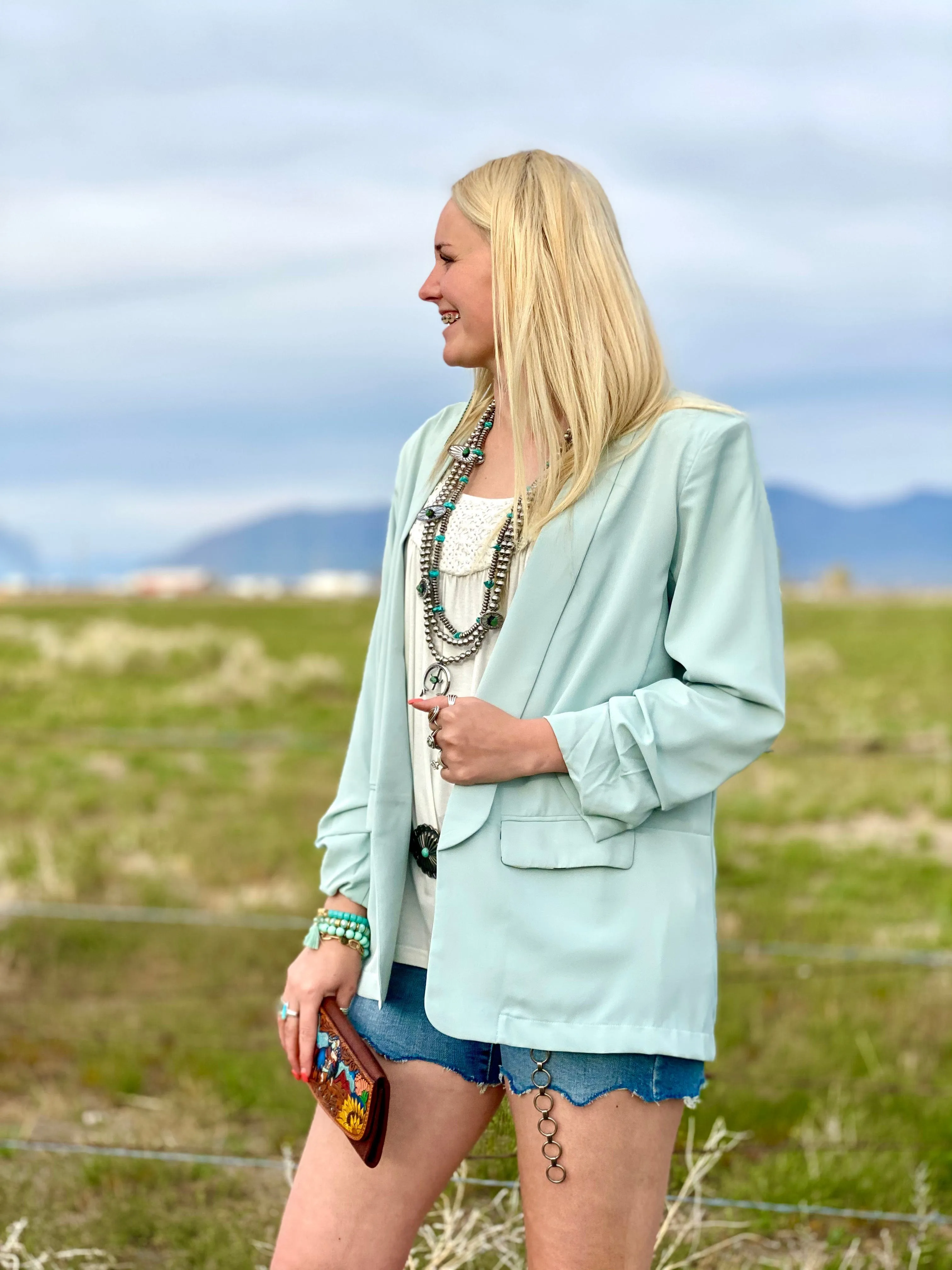 The Fall in Pecos Must Have Mint Blazer