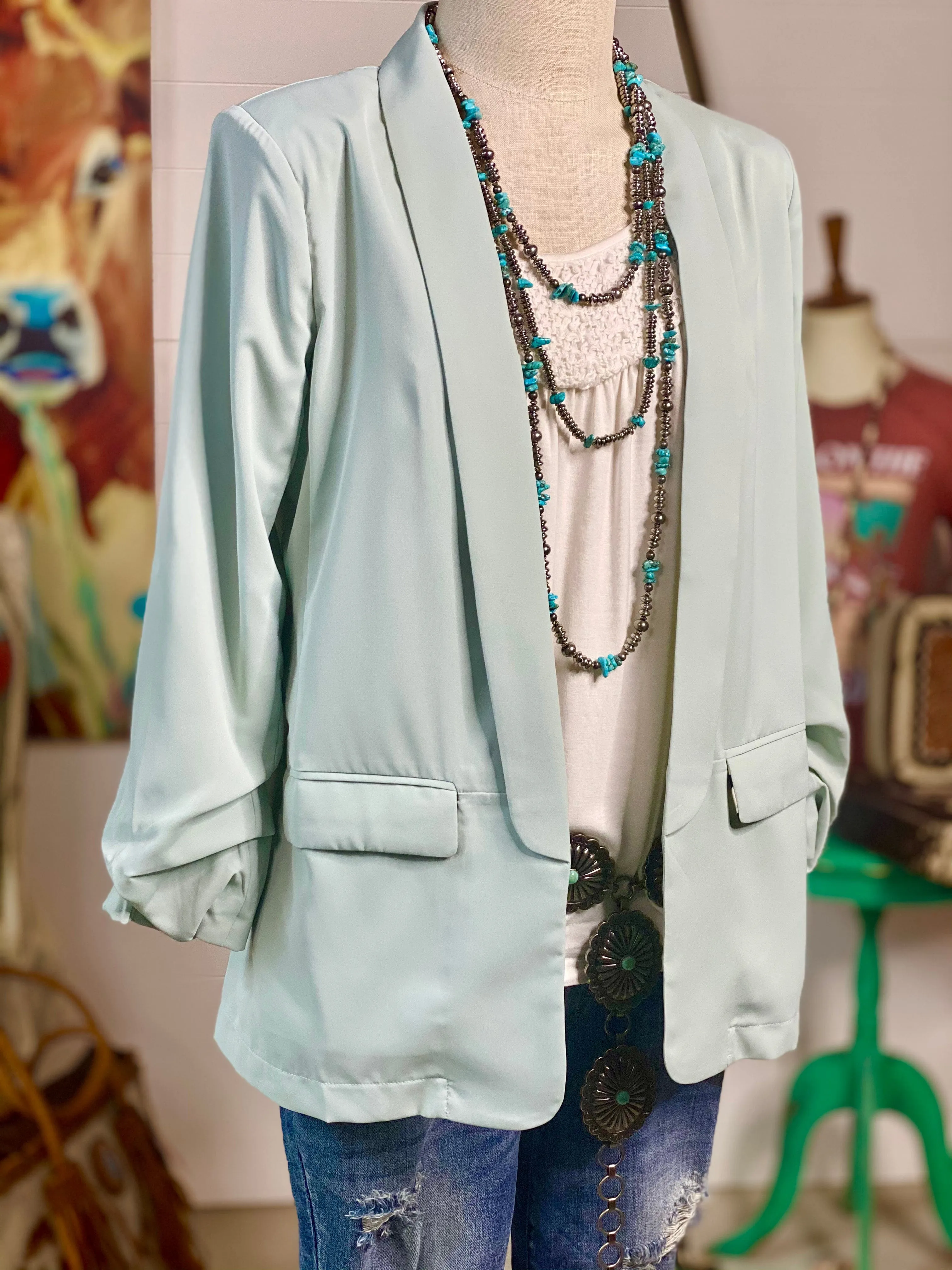 The Fall in Pecos Must Have Mint Blazer